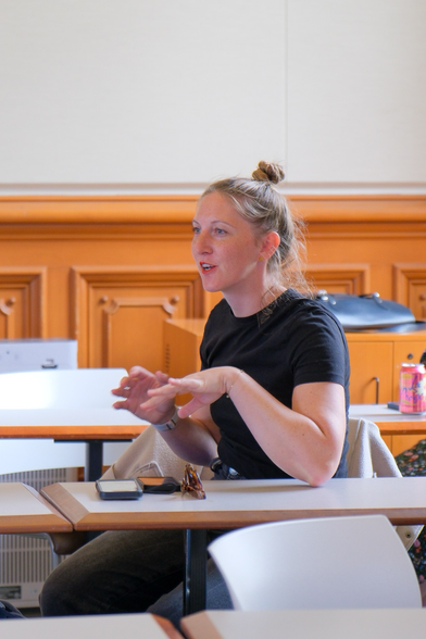 Photo shows me engaging in the discussion.