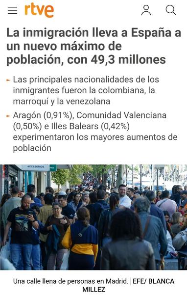 Espanya assoleix 49,3 milions d'habitants.