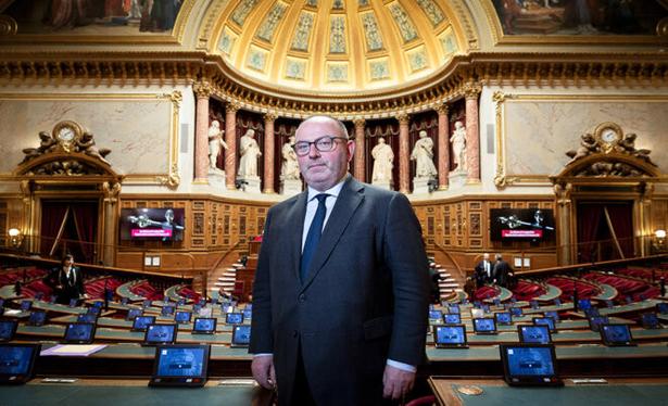 Le sénateur (Haute-Loire, Les Républicains) Laurent Duplomb, au Palais du Luxembourg, le 11 février 2025. © Photo Alain Jocard / AFP