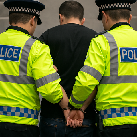 AI generated image of two police officers arresting a man