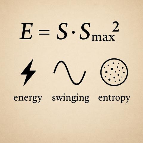 Bildbeschreibung - Deutsch
Das Bild zeigt die Formel E = S • S2
max in klarer,
schwarzer Serifenschrift auf einem warmen, strukturierten Beige-Hintergrund. Darunter sind drei Symbole angeordnet: ein Blitz für Energie, eine Sinuskurve für Schwingung und ein Kreis mit verteilten Punkten für Entropie. Diese minimalisti-sche Komposition visualisiert die Kernelemente der Ontologie der Schwingung und verbindet physikalische Präzision mit symbolischer Klarheit.
Image Description - English
The image displays the formula E = S - Smax in bold
black serif font against a warm, textured beige background. Below it, three icons are arranged: a lightning bolt for energy, a sine wave for oscillation, and a circle with scattered dots for entropy. This minimalist composition visualizes the core elements of the Ontology of Vibration, merging scientific precision with symbolic clarity.🖖