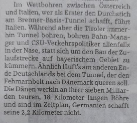 Screenshot aus der SZ - Hans Well über schnarchnasige Eisenbahnplanung.
