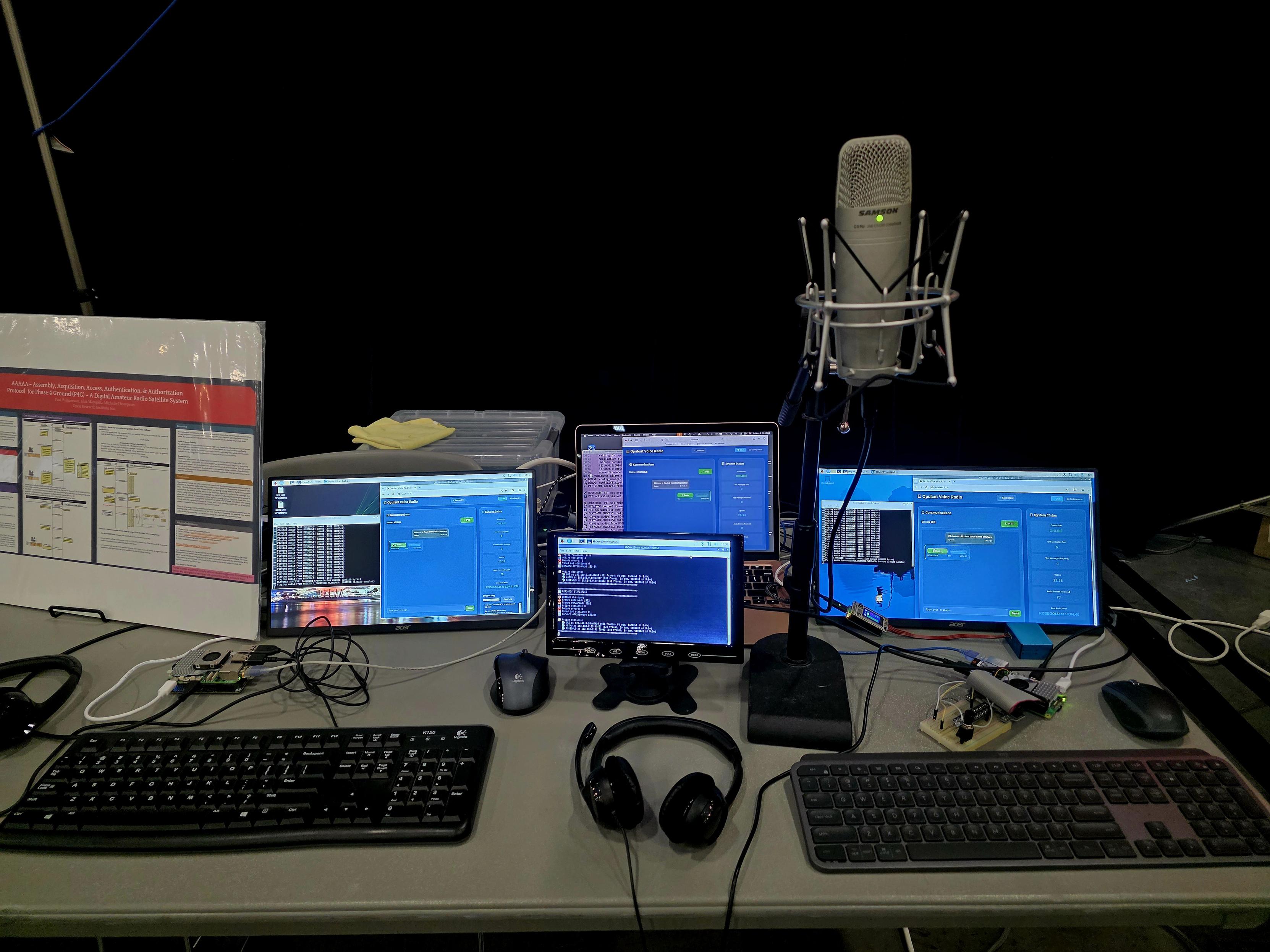 Opulent Voice demo including Conference Server. Human-radio interface implementation on Raspberry Pi and MacBook airs.