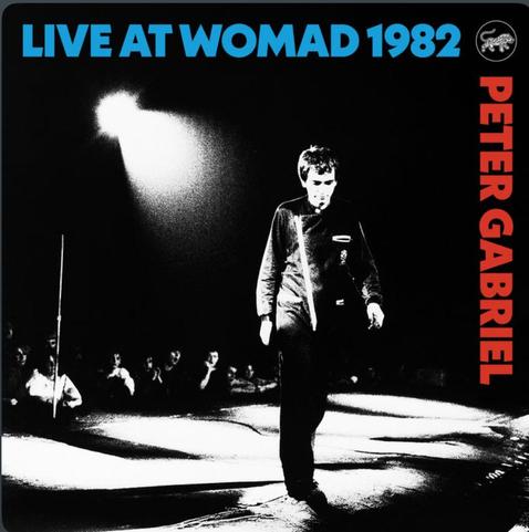 The cover of Peter Gabriel’s ‘Live at Womad 1982’ album has Gabriel walking across the stage, some fans visible behind him.