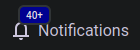 Mastodon notification menu with a badge showing 40+ notifications