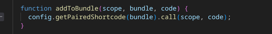 Because the 11ty bundler plugin adds shortcodes for each bundle you specify, it's possible to simply call them later by pulling them back out of the eleventyConfig scope.