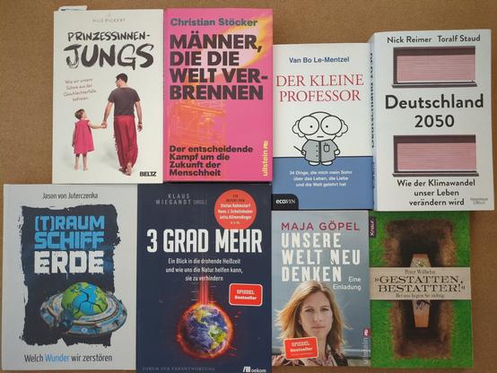 Die aufgeführten Bücher liegenauf einer braunen Yobga-Korkmatte.