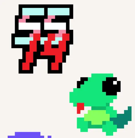 The Space Station 14 logo, and an associated green lizard plushie, in limited palette pixel art form.

The logo is the trans flag variation.