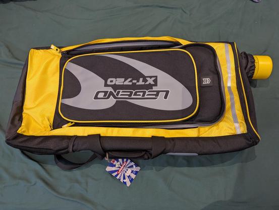 Photo of a Legend XT-720 archery backpack, in black and yellow.