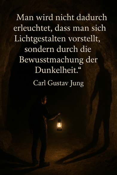 Zitat: „Man wird nicht dadurch erleuchtet, dass man sich Lichtgestalten vorstellt, sondern durch die Bewusstmachung der Dunkelheit.“  – Carl Gustav Jung