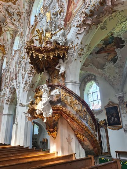 Cloister, baroque, pulpit, in Rottenbuch, #bavaria  #Pfaffenwinkel.