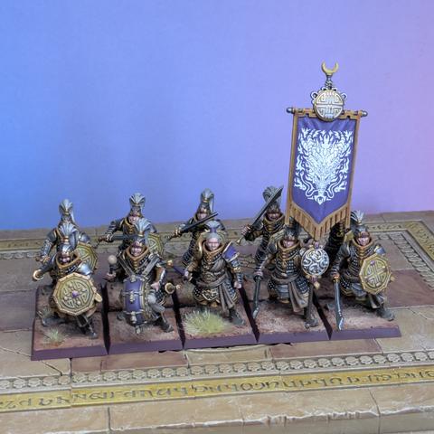 Jade warriors with swords and shields plus command