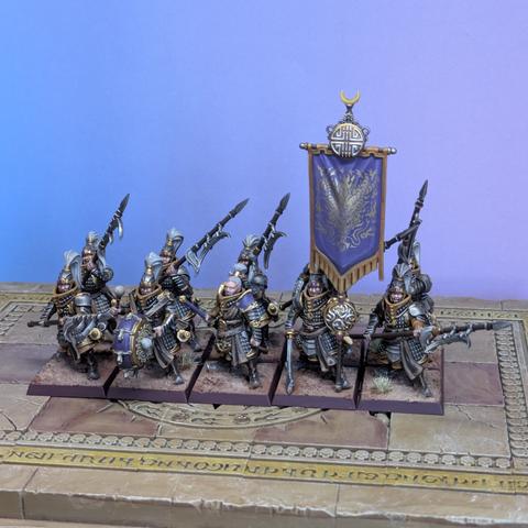 Jade warriors with spears and command