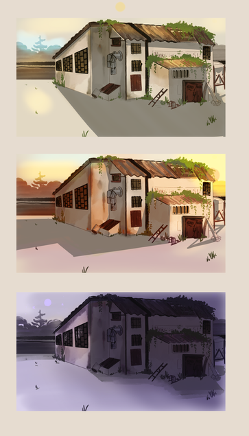 Dibujo conceptual edificio antigua harinera - pruebas de color