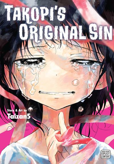 Cover of "Takopi's Original Sin" by Taizan5

Closeup of Shizuka with tears streaming down her face. Her left hand is held up with the pinky extended. A red ribbon loops around her pinky and the space surrounding her.