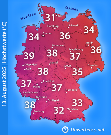 Extreme Hitze Mitte August 2025