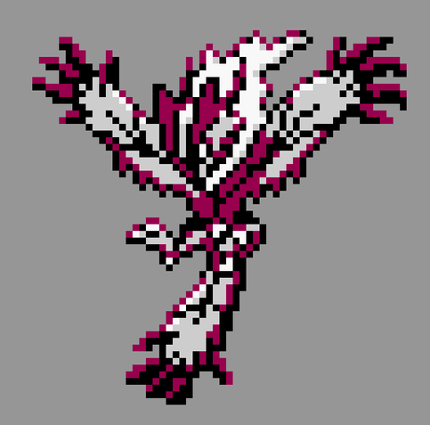 pixel art of shiny yveltal in pokemon gold/silver style