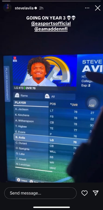 Steve Avila’s reaction to his look on Madden 🤣🤭
