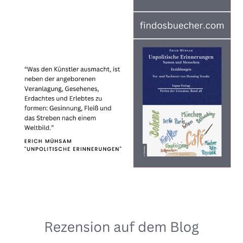 Erich Mühsam Buchcover Unpolitische Erinnerungen Input Verlag