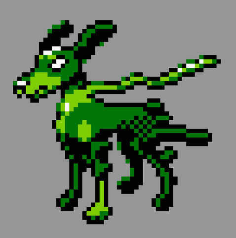 pixel art of zygarde 10% form in pokemon gold/silver style