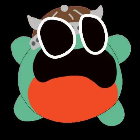 A ball-shaped frog in a barbarian hat jumps up and down, screaming their lungs out