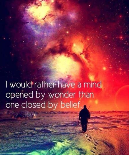 I would rather have a mind opened by wonder than one closed by belief.🖖