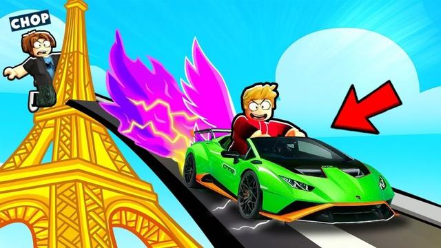 ROBLOX CHOP AND FROSTY SLIDE DOWN CARS FROM LONGEST TOWER PART 2