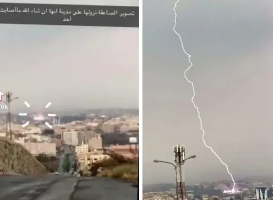 صحيفة المرصد - مقتل مواطنة من القريات وابنتها في أبها بعد إصابتهما بصاعقة .. وفيديو يوثق موقع الحادث