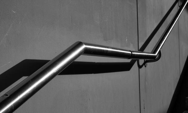 Handrail black and white at the railstation in Herrenberg