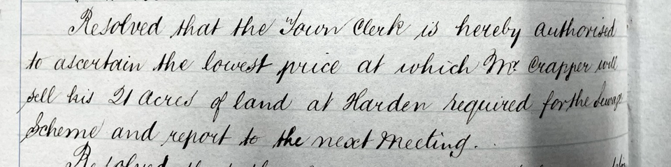 Extract from a Victorian minute book, hand-written, mentioning Mr Crapper.
