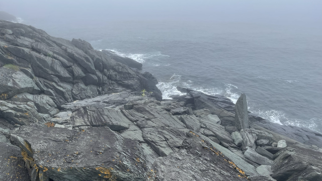 Rocks and surf.
