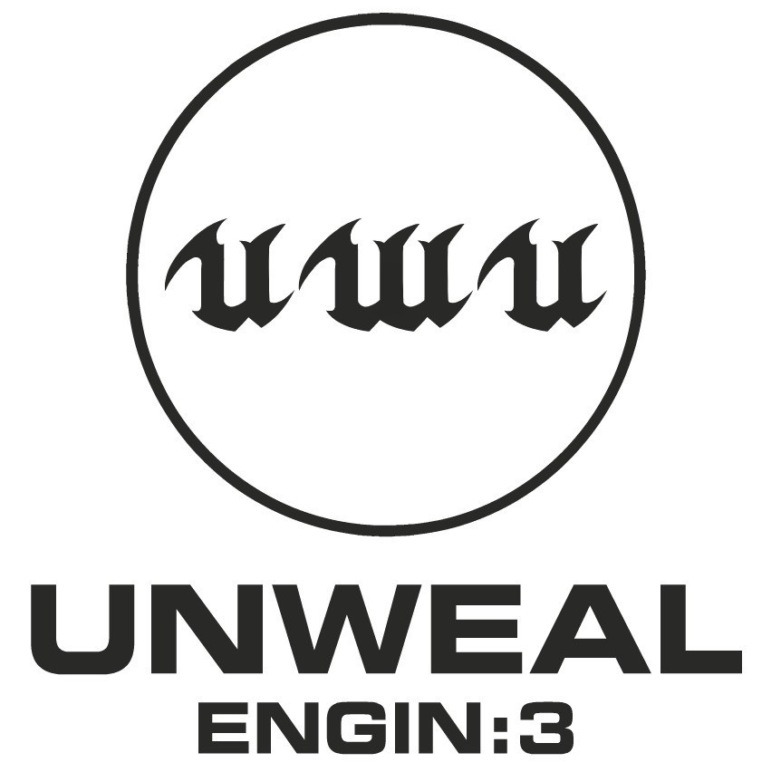Unreal logo, except it's been changed to: uwu  UNWEAL  ENGIN :3