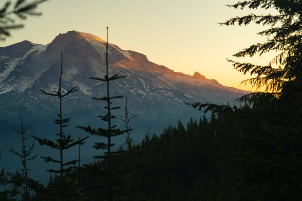 Dawn breaks over little Tahoma peak