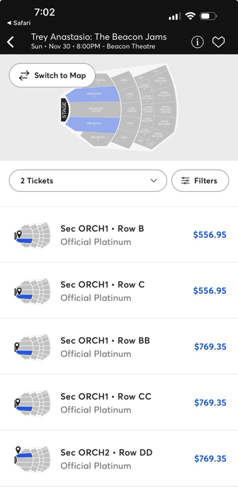 Insane Ticketmaster resale prices for Trey at the Beacon, $500-700