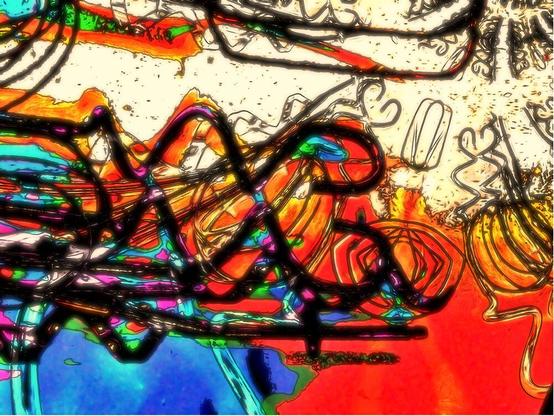 Ein Foto von Quirelen digital verquirlt.

A photo of whisks digitally whisked up.