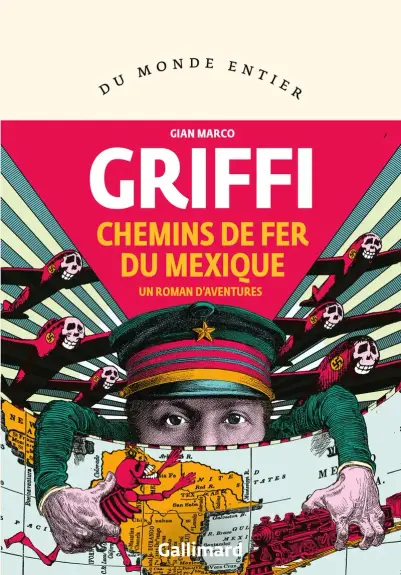 Couverture du livre. Tête surmontée d'une casquette rayée avec des bras qui enserrent une carte du Mexique.