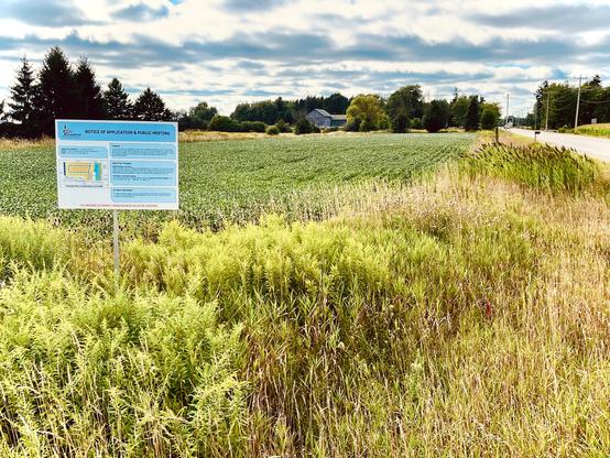Image 1: notification of application to use acres of prime farmland for a drive-only development of less than 150 dwellings, all of which will unaffordable to ordinary people. The photo shows the green field in question beside a rural road soon to become a conduit for endless plastic shit from China arriving by oversized gas-guzzling SUV. The 150 dwellings could easily fit in a 10 or 12 storey development on a tenth if the land to be consumed here and without the gigantic carbon footprint and waste of building resources. But that wouldn't make Ford's donors rich as fast as fuck, so forget that. Stratford's existing ratepayers, amongst the highest taxed in the region already, will subsidize the development owing to Ford's dismissal of development fees across Ontario. He is the mini-Trump of Canada.