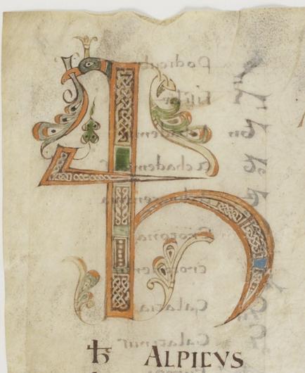 Tironische Note als Initiale. Paris, BnF, lat. 190, fol. 15v. Saint-Germain-des-Prés, 1. Hälfte 9. Jh.