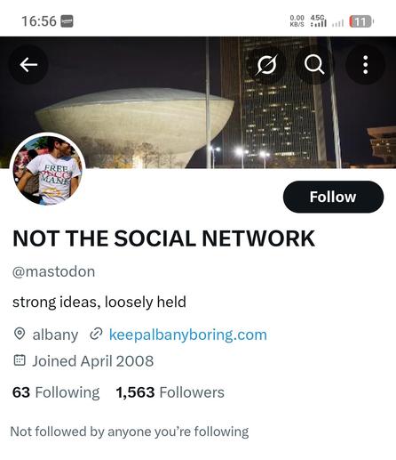 Screenshot of X profile with @mastodon handle clarifying it’s not the Mastodon network