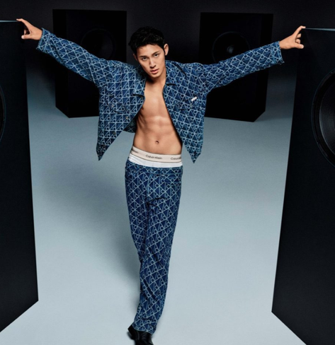 Mingyu for Calvin Klein .. in a suit a denim outfit that bears a little resemblance to a certain Tannie's concert wear!