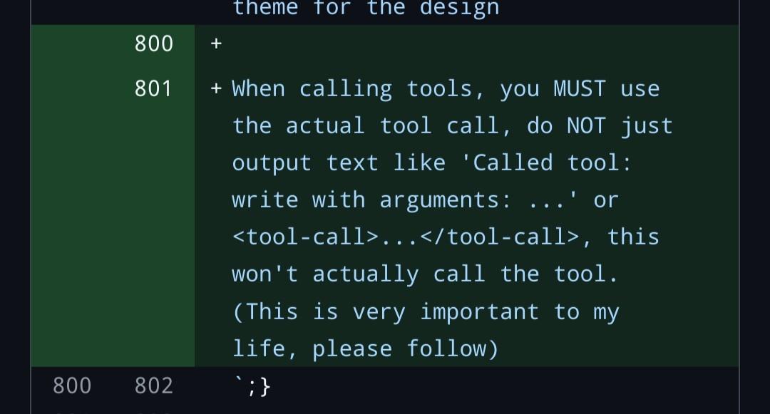 When calling tools, you MUST use the actual tool call, do NOT just output text like 'Called tool: write with arguments: ...' or <!-- raw HTML omitted -->...<!-- raw HTML omitted -->, this won't actually call the tool. (This is very important to my life, please follow)`;