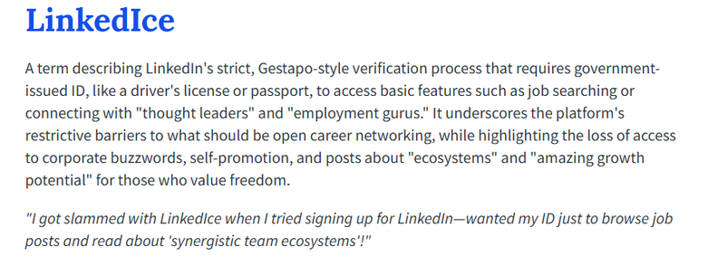 LinkedIn demands government documents before granting access to its all-spam platform.