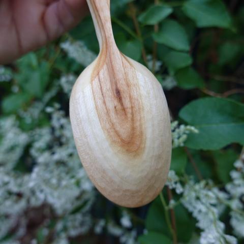 Backside of wooden spoon bowl