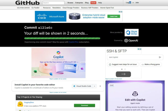 the GitHub UI, but it's kind of like sourceforge except with a ton of Microsoft ads.