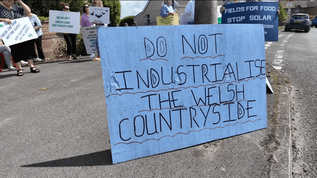 Protestors at the proposed solar farm site