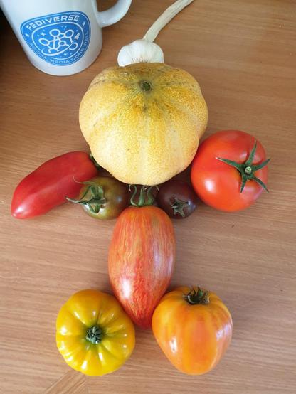 Knoblauch-Melone-Tomaten-Ensemble