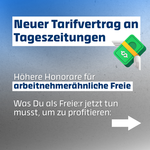 Neuer Tarifvertrag an Tageszeitungen
Höhere Honorare für arbeitnehmerähnliche Freie
Was Du als Freie:r jetzt tun musst, um zu profitieren: