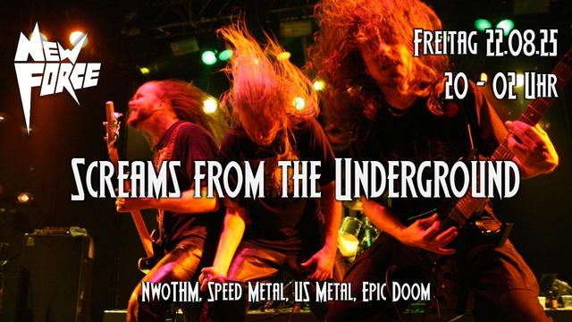 Flyer, Screams from the Underground, NWOTHM, SPEED METAL, US, METAL, EPIC DOOM