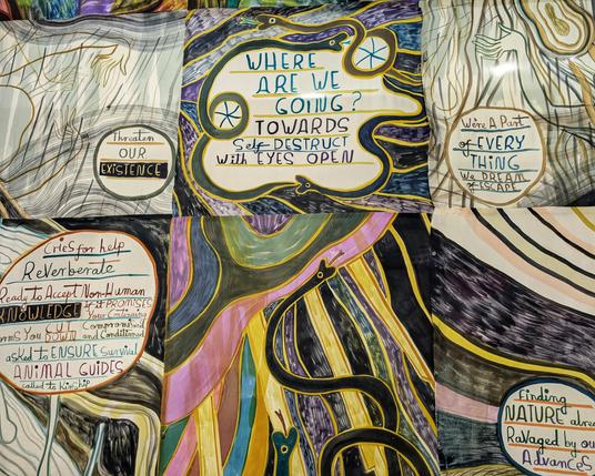 (detail)

Emma Talbot, “Where do we come from? What are we? Where are we going?”, 2022

https://www.kunstmuseum.nl/en/collection/where-do-we-come-what-are-we-where-are-we-going

Focus on main text of the art work:

"Where are we going? Towards self destruct with eyes open"