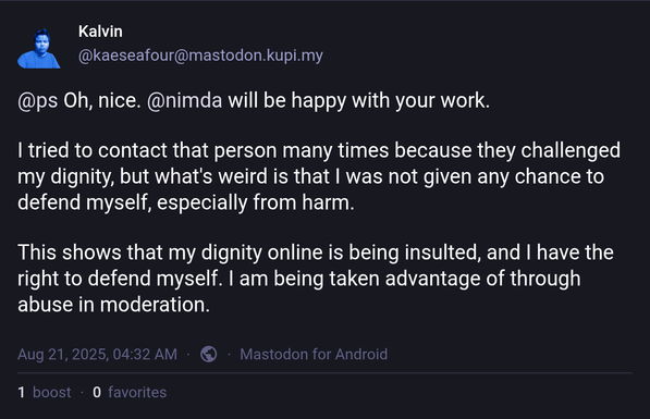 Post addressing online bullying and the need for accountability.